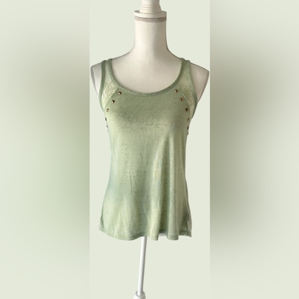 Light Green Tank Top with Stud Detail